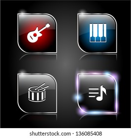 Set of glass buttons for web. Vector illustration.