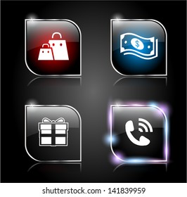 Set of glass buttons for web. Vector illustration.