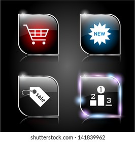 Set of glass buttons for web. Vector illustration.