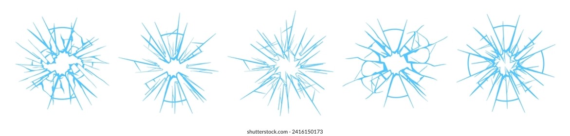 Set of glass cracks. Cracked glass vector illustration. Broken glass vector icons. Cracked, crushed glass.