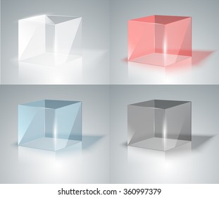 A set of glass cubes. Colored glass. Logo. Ice design. Organized by layers. Global colors. 