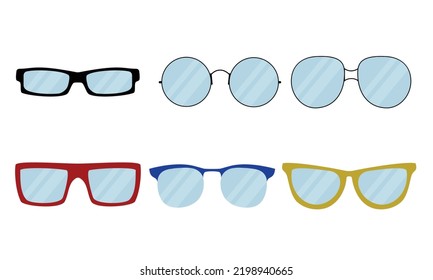 Set of glass with diferent frame for people with poor eyesight. Vector illustration