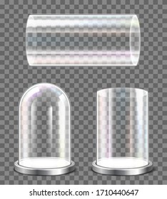 Conjunto de cúpulas de vidrio sobre fondo transparente