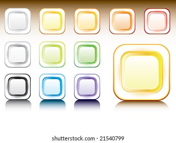 conjunto de botones vacíos de vidrio / objetos vectoriales aislados brillantes