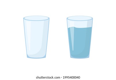 Set of glass flat icon.Vector illustration isolated on white background.Eps 10.