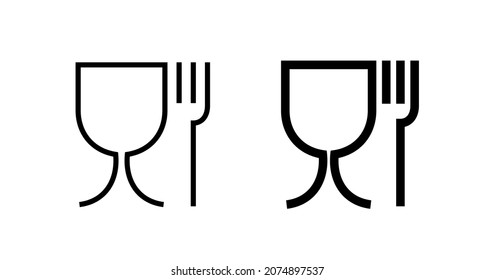 A set of glass and fork icons. A pictogram indicating that the packaging is approved for food products. International packaging emblem used for the labeling of food contact materials in the EU.