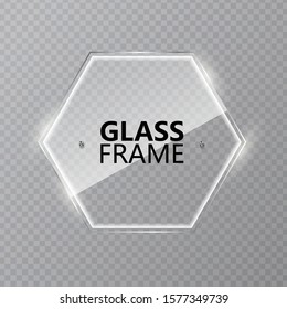 Set of glass frames  isolated on transparent background. Vector glass tamoletes for banner, post