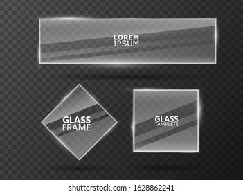 Set of glass frames  isolated on transparent background. Vector glass tamoletes for banner, post