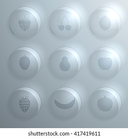 Set of glass fruit icons