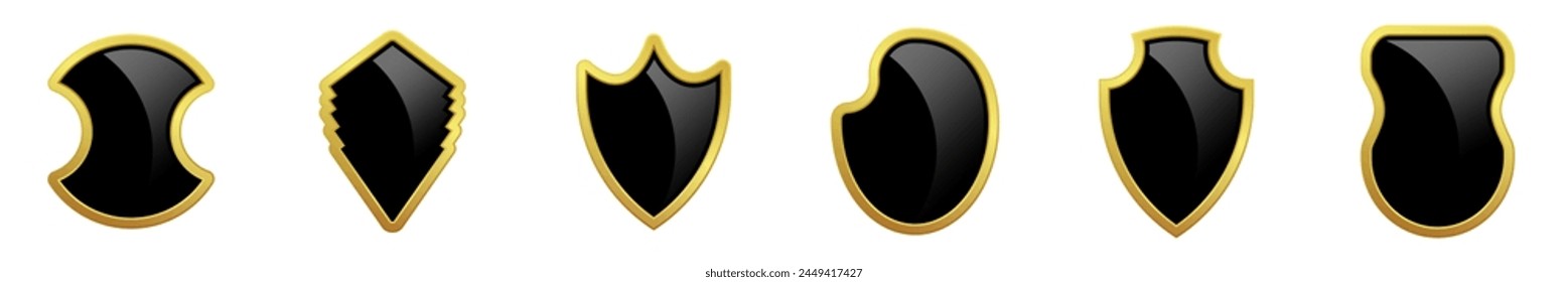 Set of glass glossy shield. Vector illustration.