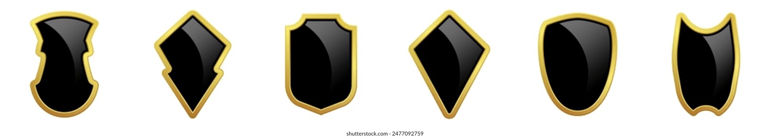 Set of glass glossy shield. Vector illustration.
