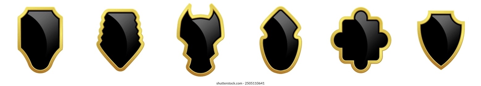 Set of glass glossy shield. Vector illustration.