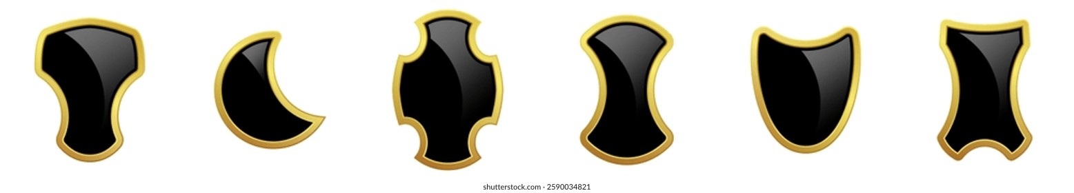 Set of glass glossy shield. Vector illustration.