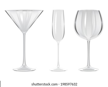 Set of  glass goblets, EPS 10