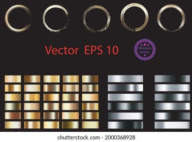 Set of glass gold buttons and sliders, web icons of different forms. Gradient mesh. Button set color gold glossy. EPS 10. Set of Gold gradients, gold glossy squares and circles. Gradient mesh