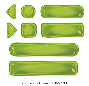 Set of glass green icons for interfaces