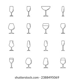 set of glass icon isolated on white