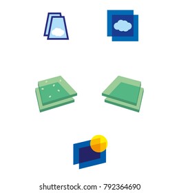 A set of glass icons