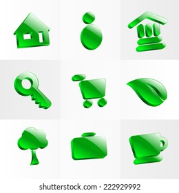 set glass icons button color symbol volume