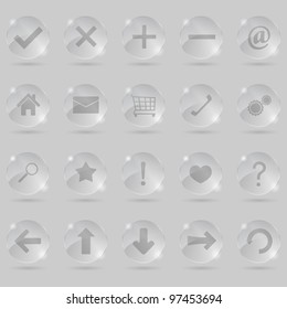 Set of glass icons, vector eps10 illustration