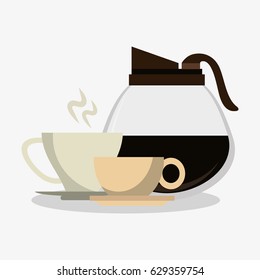 set glass jar of coffee with set porcelain cup