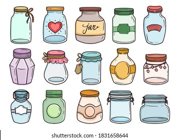 Set of glass jar illustration drawing vector doodle