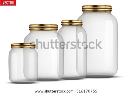 Set of Glass Jars for canning and preserving. With cover and without lid.