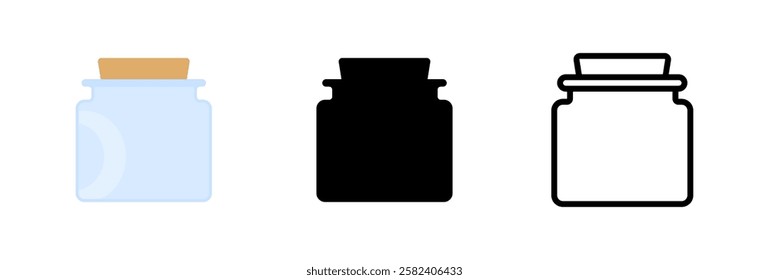 Set of glass jars on a white background. 