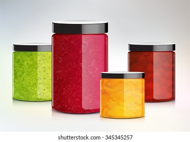 set glass jars vector illustration design