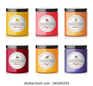 set glass jars vector illustration design