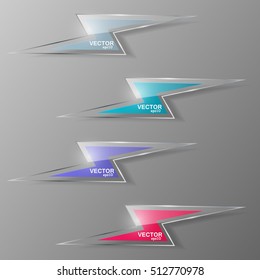 Set of glass lightning icon. Vector illustration.