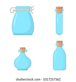 Set glass medical bottle and jar 