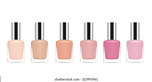 Set of glass nail polish tubes. Vector illustration