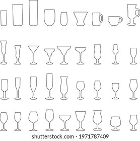 set glass on white background