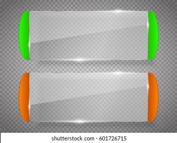 Set of glass plates isolated on transparent background. Vector banners