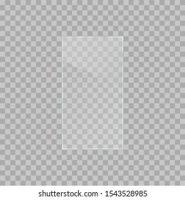 Set of glass plates. Vector glass banners on transparent background.