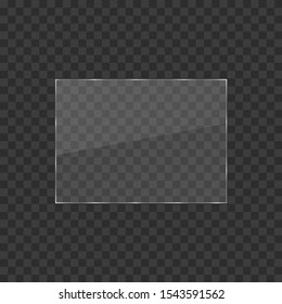 Set of glass plates. Vector glass banners on transparent background.