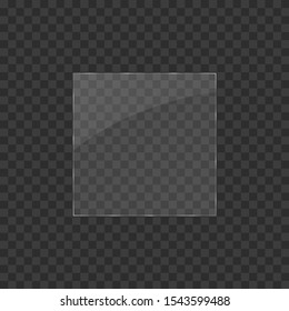 Set of glass plates. Vector glass banners on transparent background.