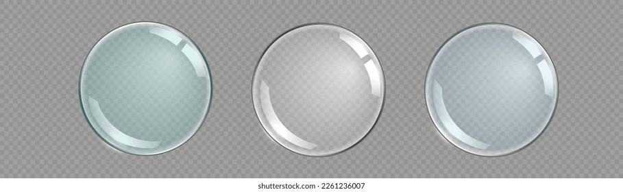 Set of glass plates.Glass geometric shapes. Glass on transparent background vector illustration