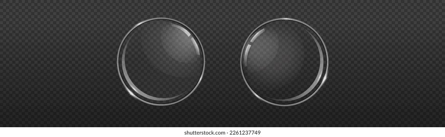 Set of glass plates.Glass geometric shapes. Glass on transparent background vector illustration