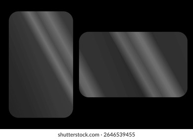 Conjunto de vidro com reflexão realista em um vidro transparente com brilho de luz solar. As texturas do vidro retangular. Ilustração do vetor de estoque. Usar modo de transparência