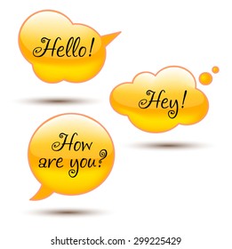 Set of glass speech bubbles. Vector illustration.