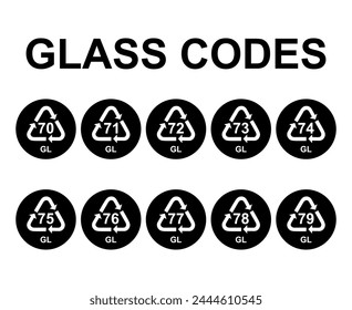 Set of Glass symbol, ecology recycling sign isolated on white background. Package waste icon .