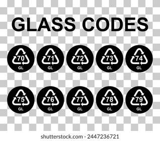 Set of Glass symbol, ecology recycling sign isolated on white background. Package waste icon .