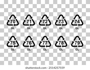 Set of Glass symbol, ecology recycling sign isolated on white background. Package waste icon .