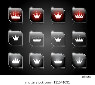 Set of glass transparent buttons. Vector illustration.