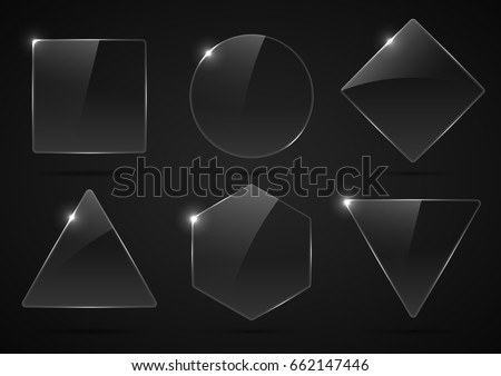 Set of glass, transparent geometric shapes.