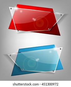 Set of glass transparent vector banners. Bright vector design elements. Eps10 vector illustration