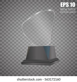 Set Of Glass Trophy Award. Vector illustration isolated on transparent background