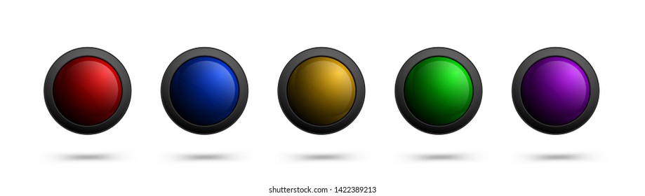 Set of glass vector buttons for web, apps, software, games and more.